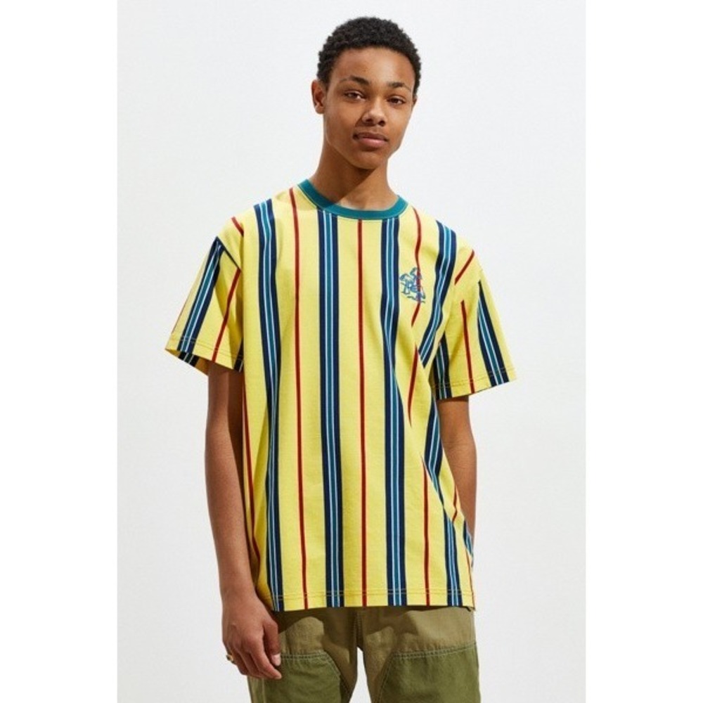 Urban Outfitters Dillon Embroidered Vertical Stripe Tee Mens Small